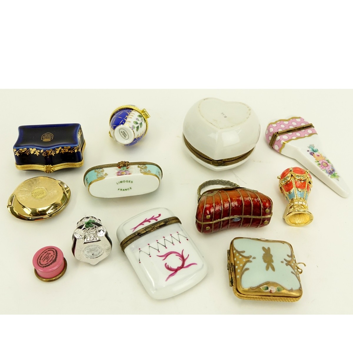 Twelve (12) Miniature Porcelain and Enamel Boxes
