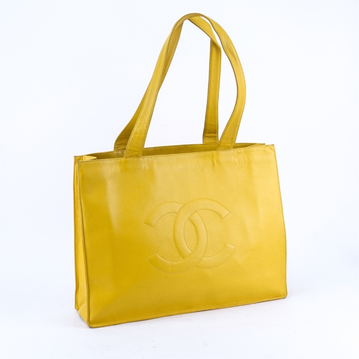 Chanel Yellow Caviar Leather Vintage Tote