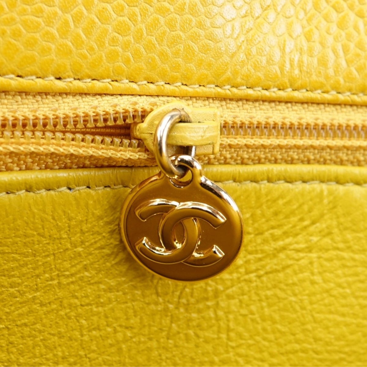 Chanel Yellow Caviar Leather Vintage Tote