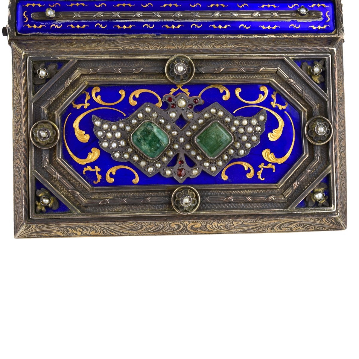 Antique Silver Enameled Jeweled Box