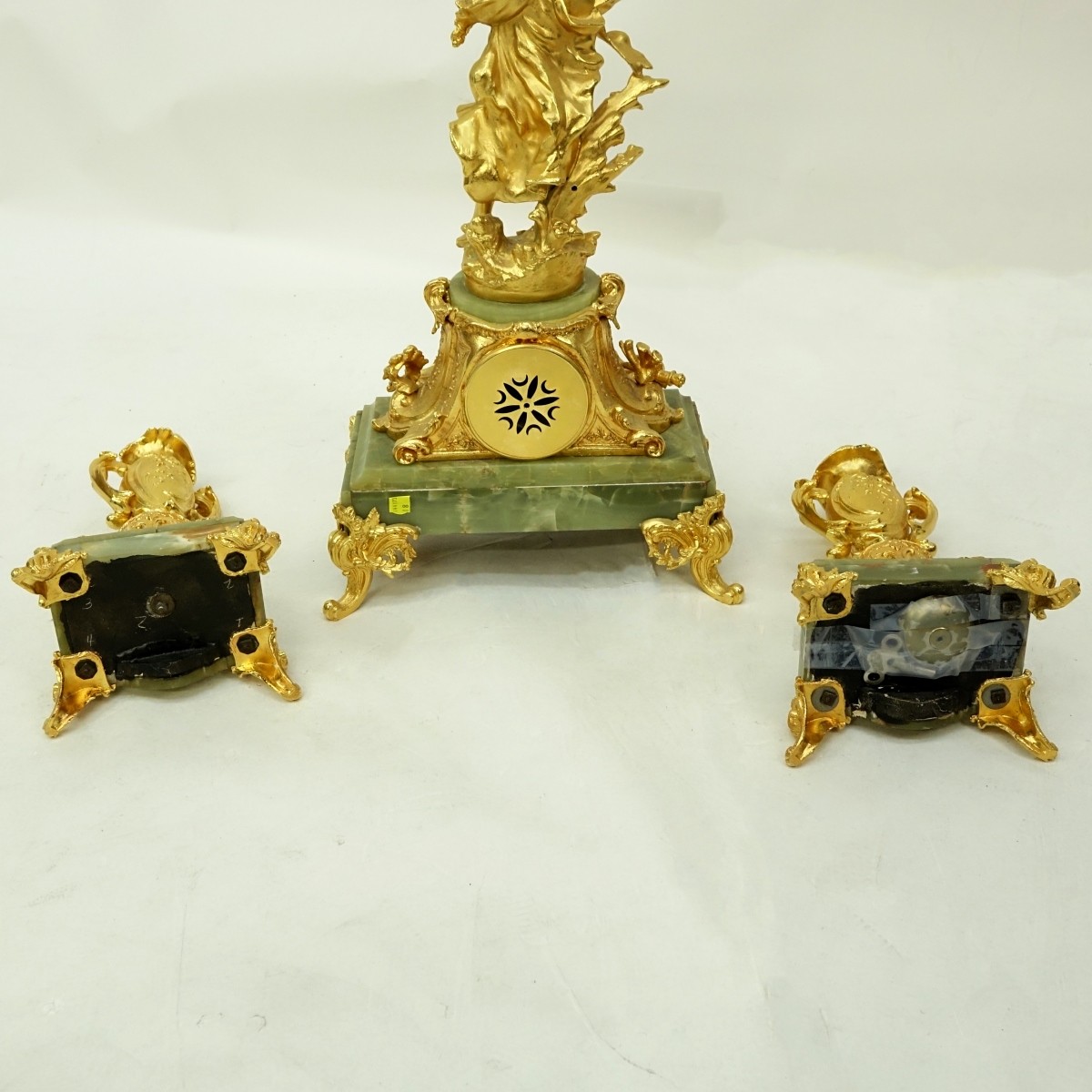 Three-Piece Louis XV Style Gilt Metal Clock Set