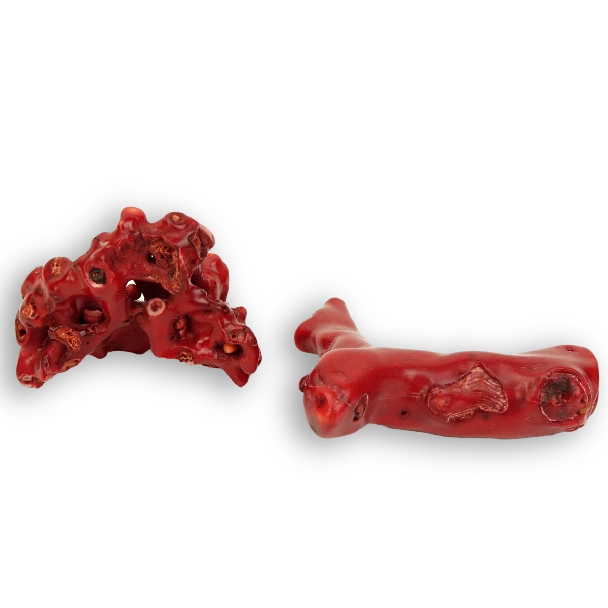 Grouping of Two (2) Chinese Red Coral Carvings