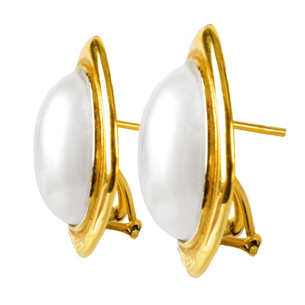 Vintage Mabe Pearl and 14K Gold Earrings