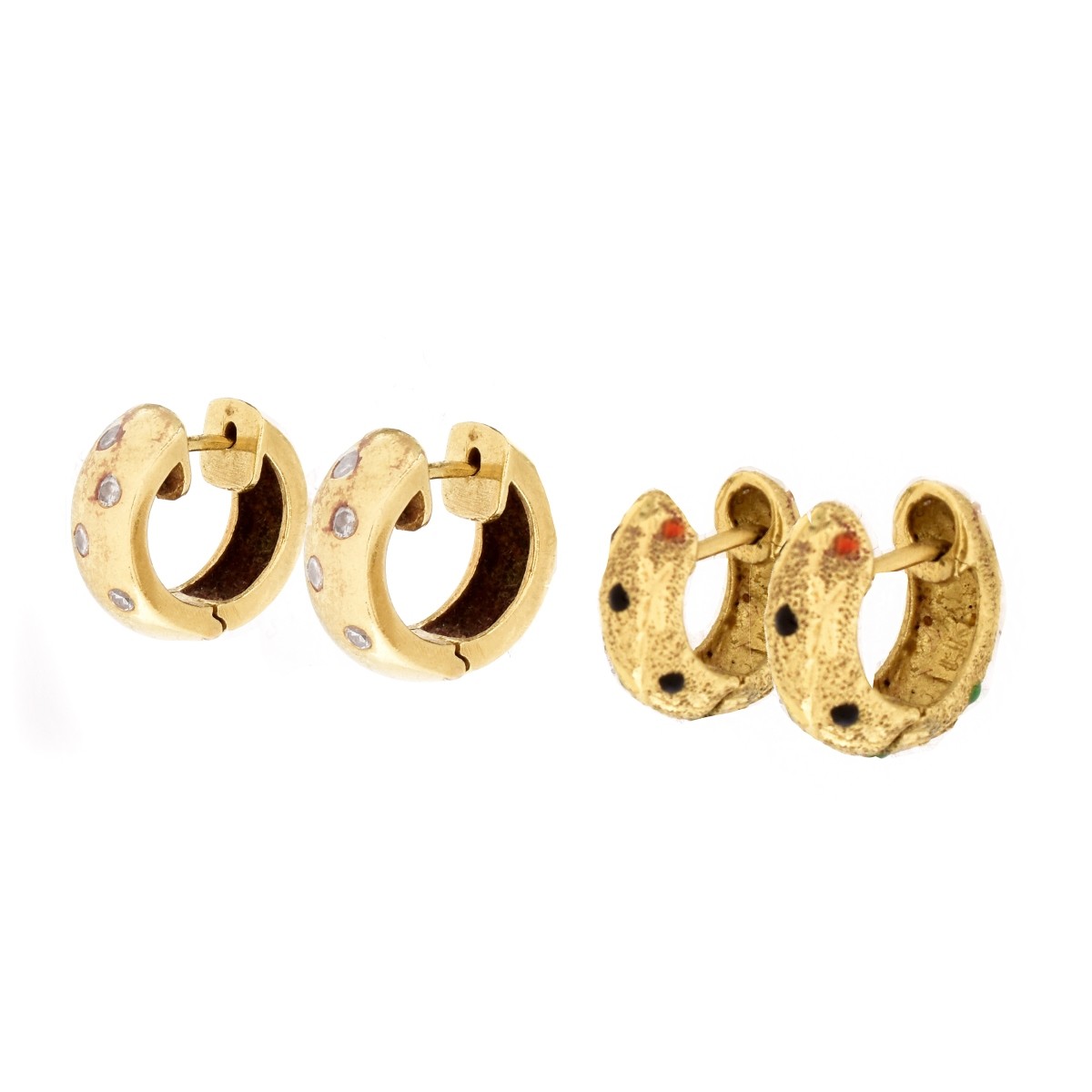 Two (2) Pair of Vintage 14K Gold Huggie Earrings