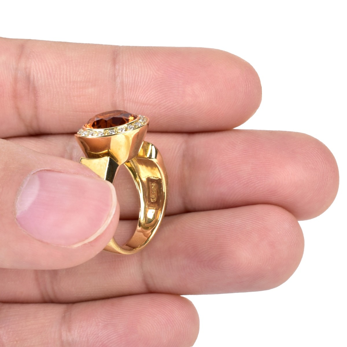 Citrine, Diamond and 14K Gold Ring