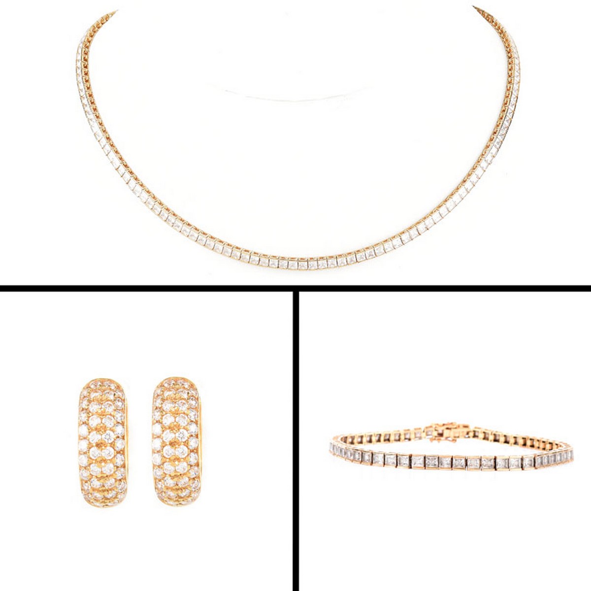Contemporary 14K Gold and Cubic Zirconia Lot