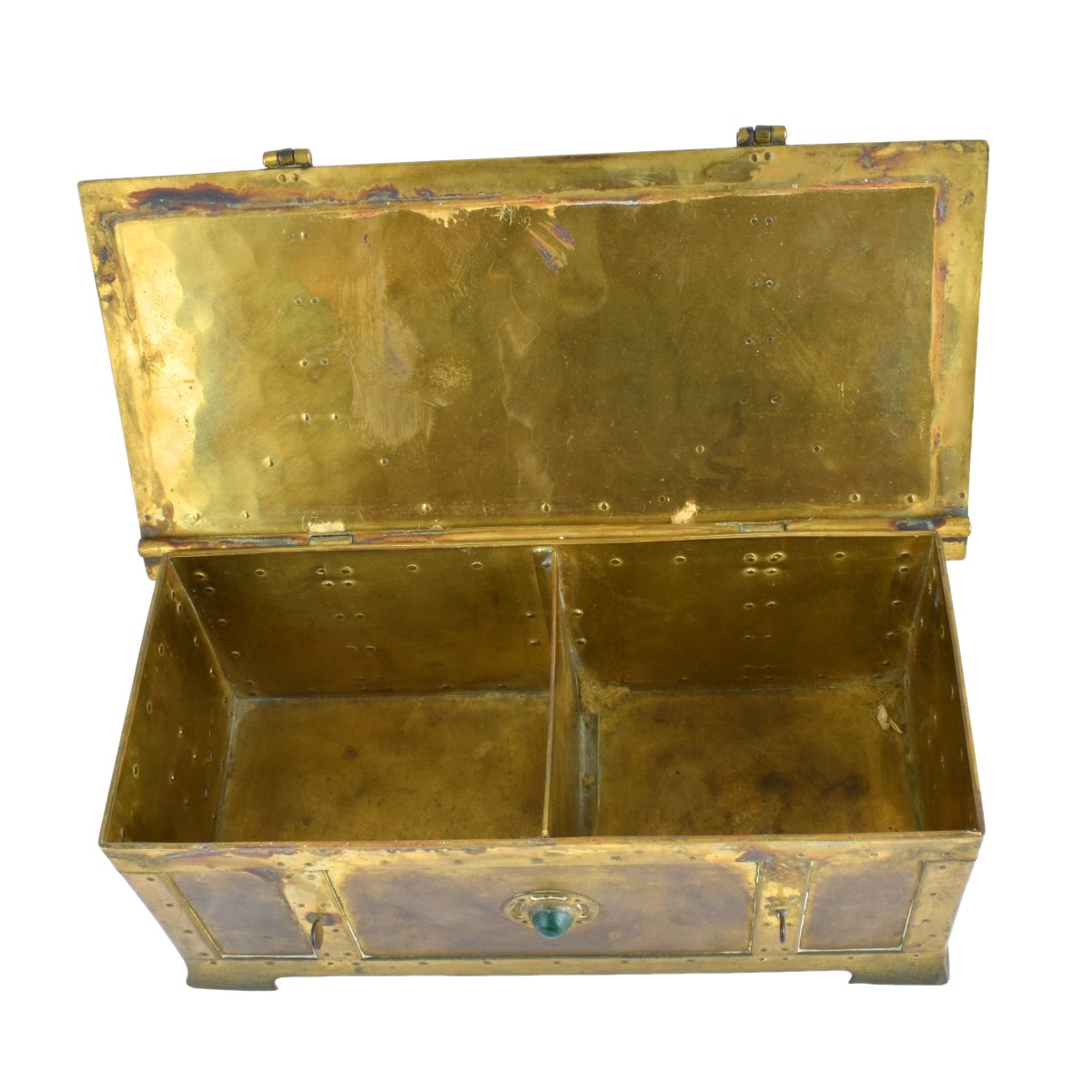Brass Box with Malachite Setting & Malachite Stone