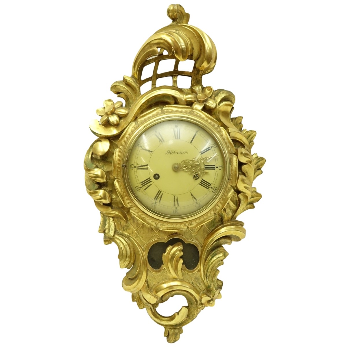 Holmia Swedish Rococo Style Giltwood Cartel clock