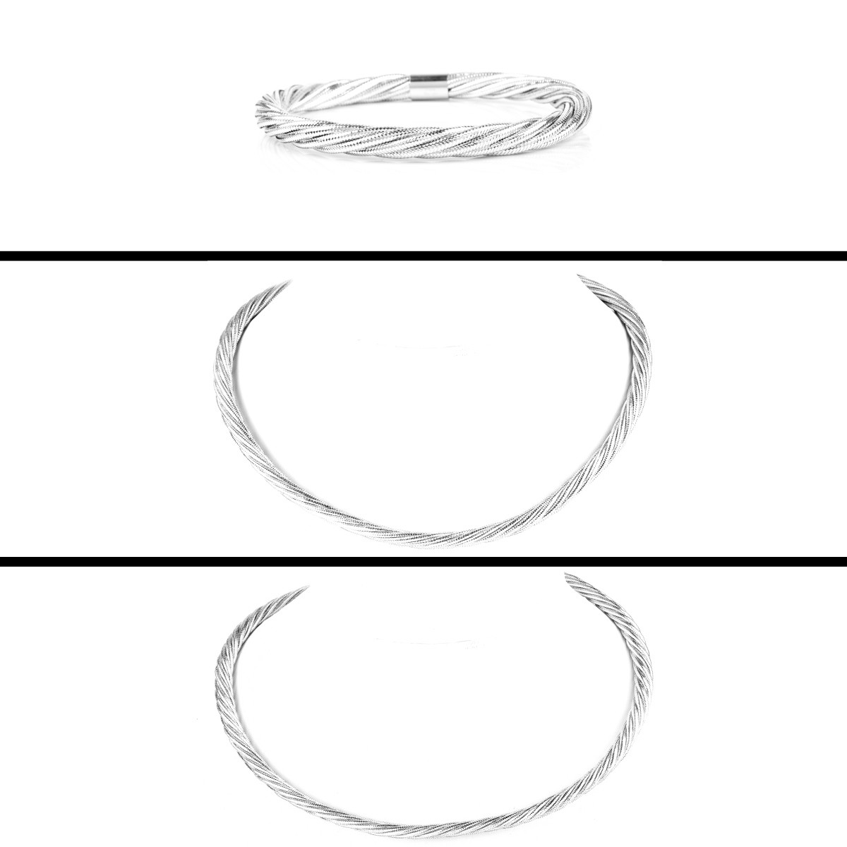Three (3) Pieces Italian 14k White Gold Covered