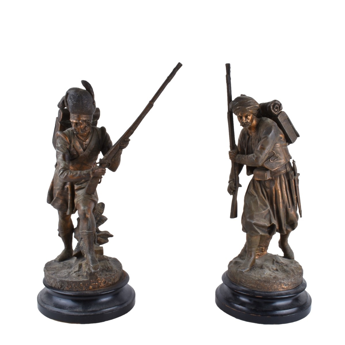 Large Pair of Spelter Soldiers