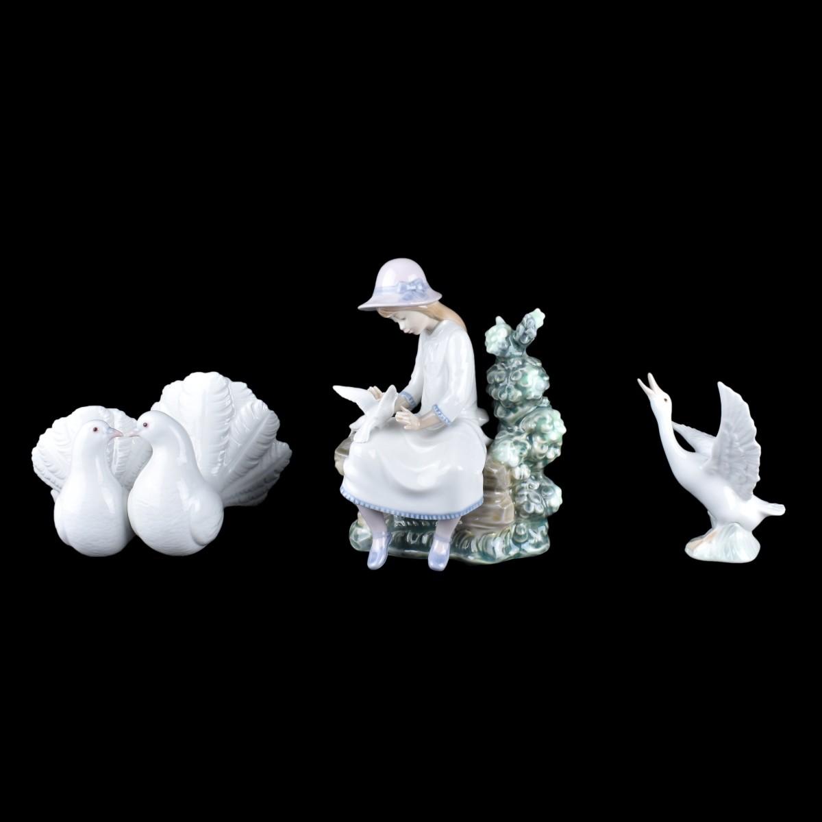 Three (3) Lladro Glazed Porcelain Figurines