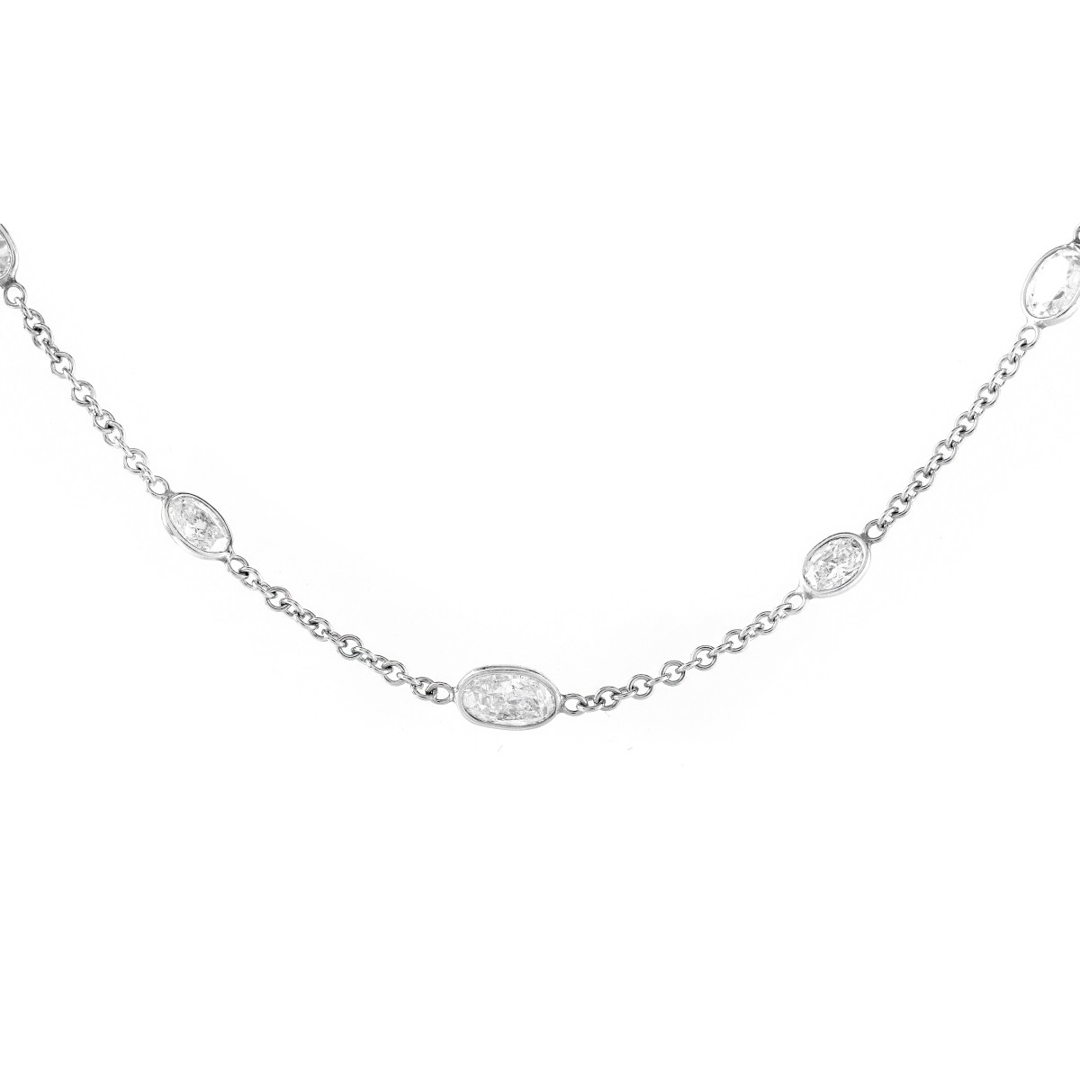 36" Long Diamond and 18K Gold Necklace