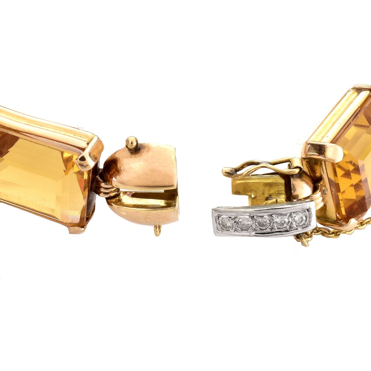 Vintage Topaz, Diamond and 14K Gold Bracelet