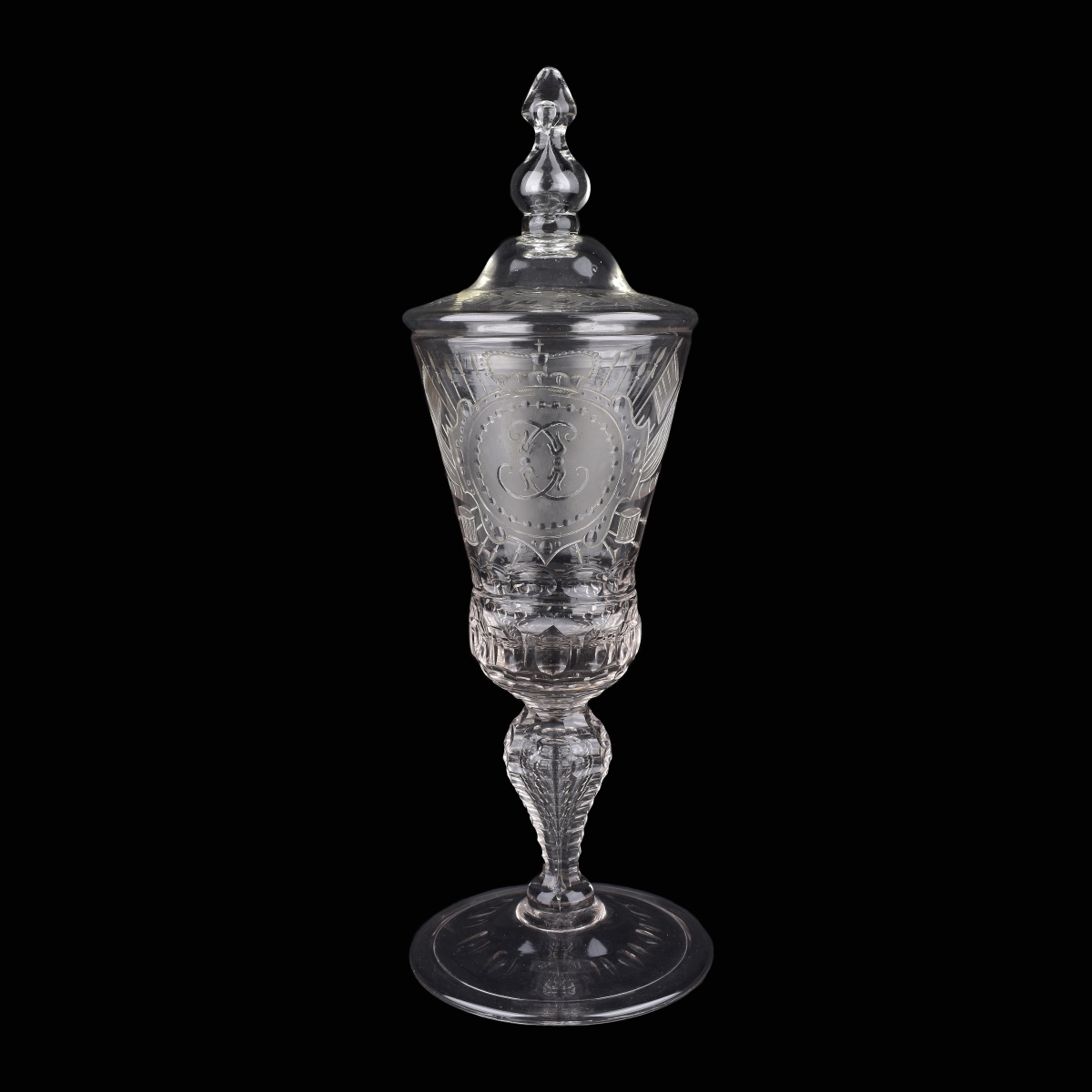 Tall 18th Century Mouthblown Covered Goblet