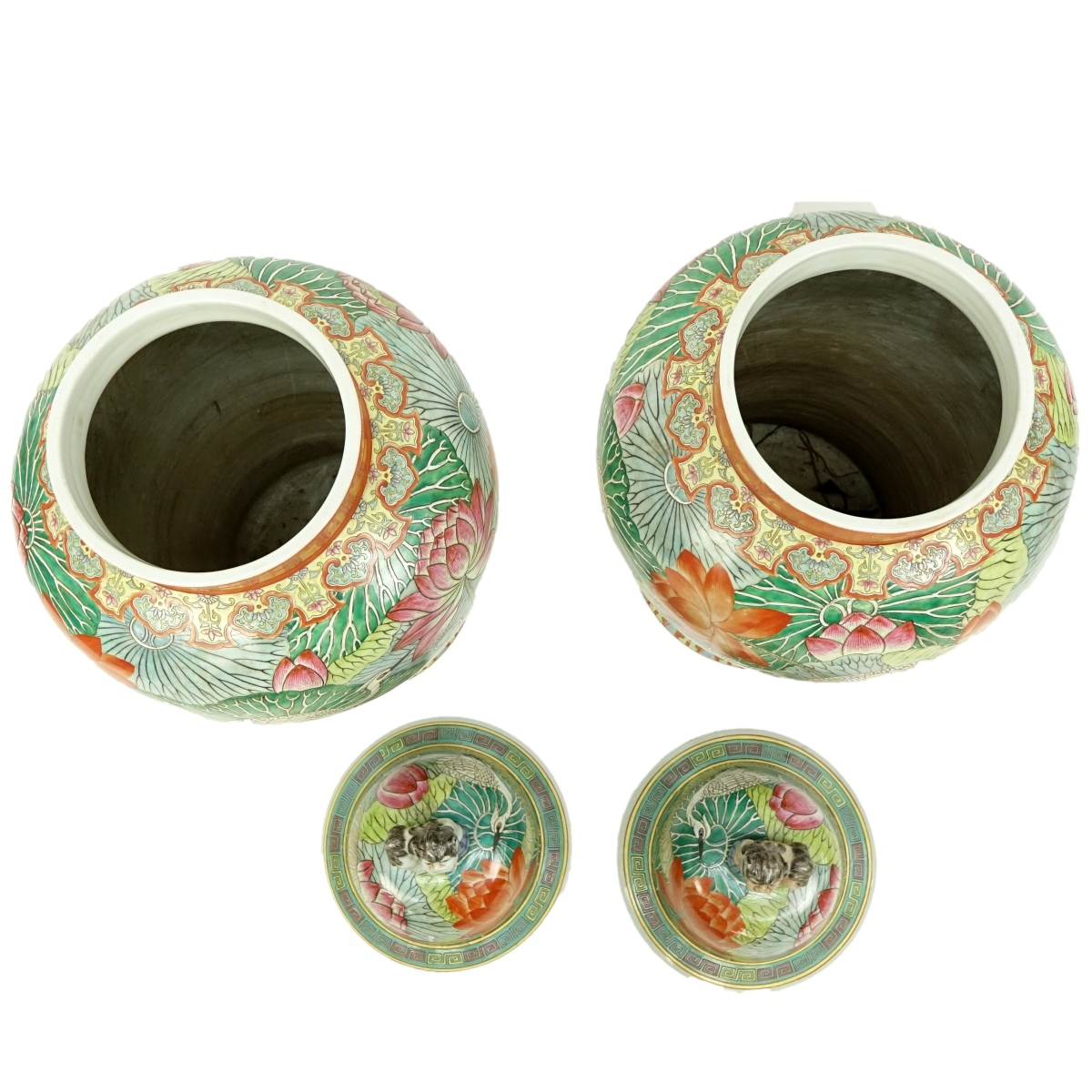 Large Pair of Modern Chinese Porcelain Ginger Jars