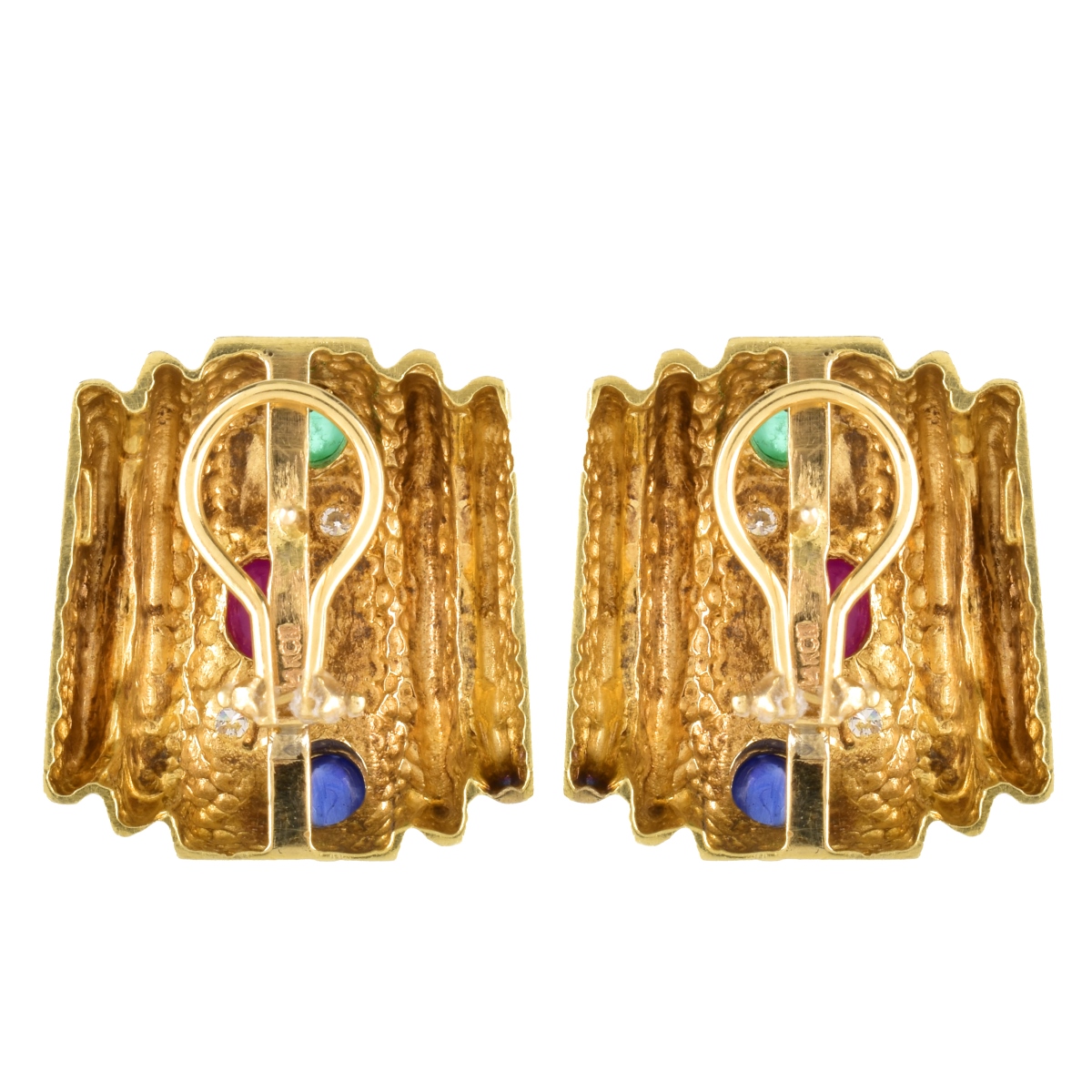 Bulgari style 18K Gold and Gemstone Earrings