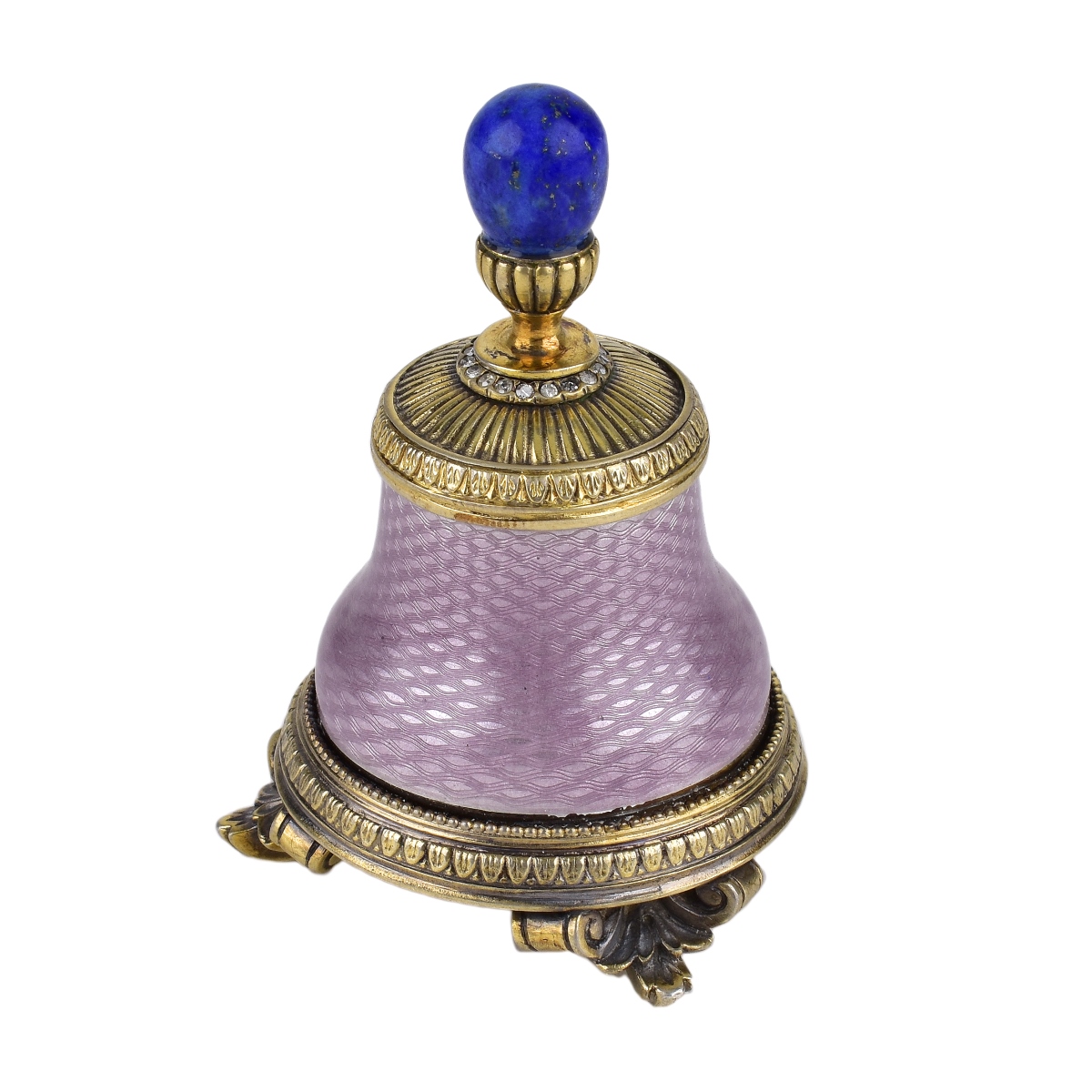 Faberge Style Guilloche Enamel and Silver Gum Pot
