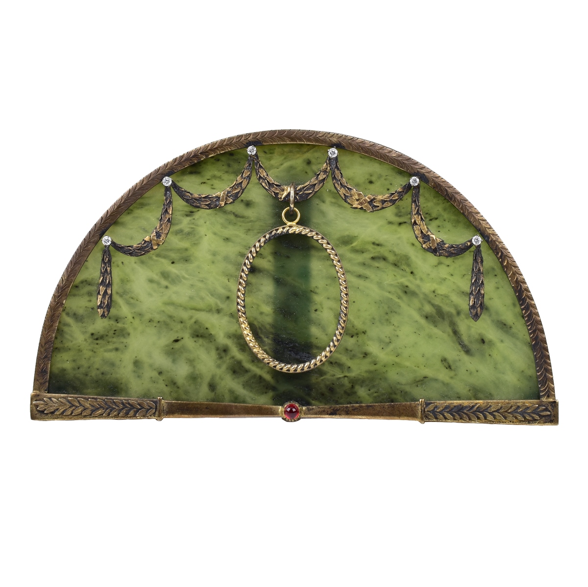 A European Silver and Jade Bejeweled Frame