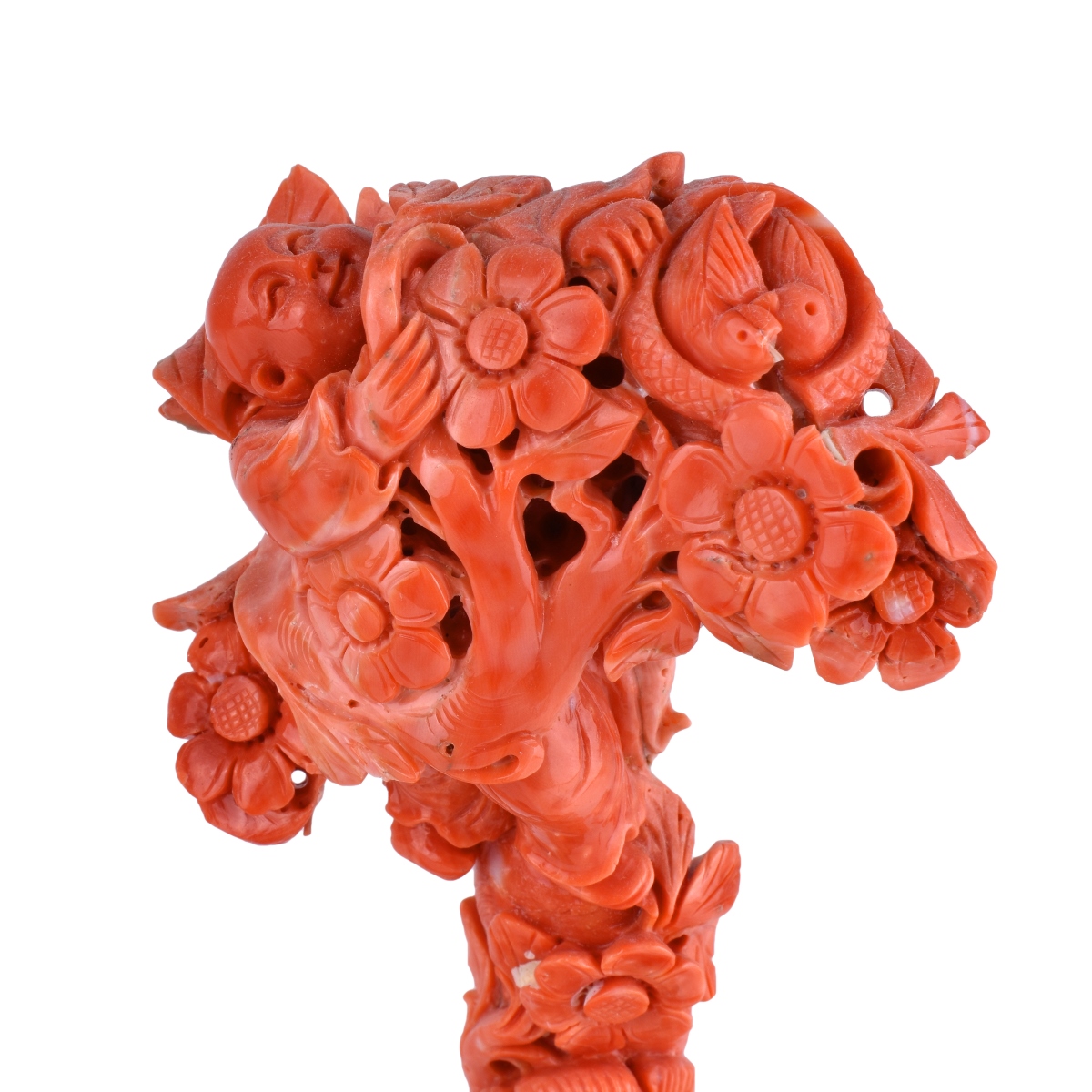 Superb Chinese Carved Pink Coral Group