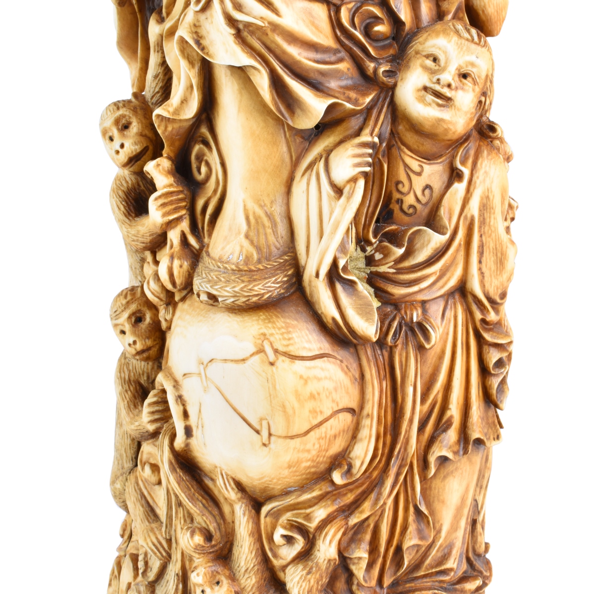 Large Chinese Bone Carving on Stand