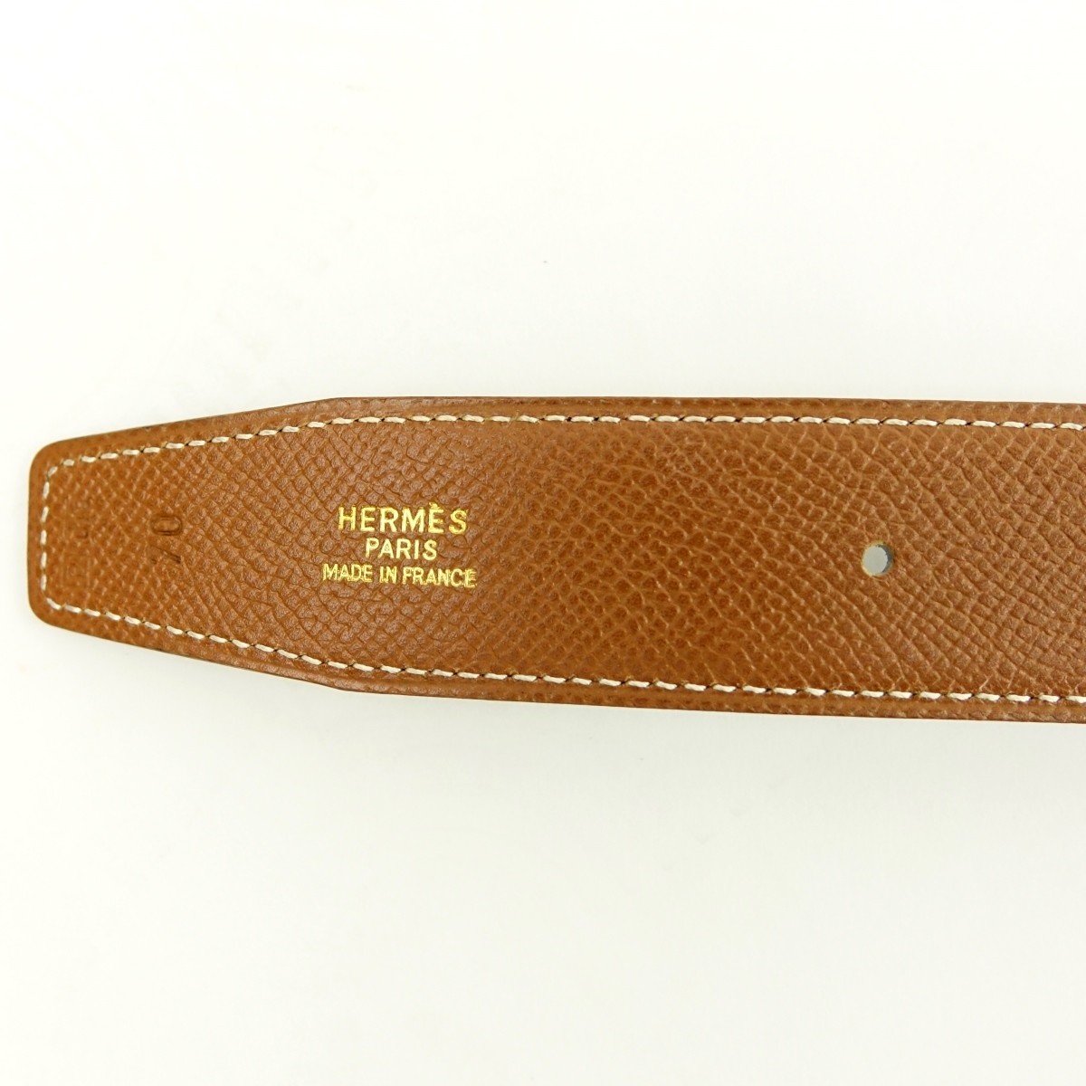 Hermes Brown/Black Epsom Leather and Gold H Belt