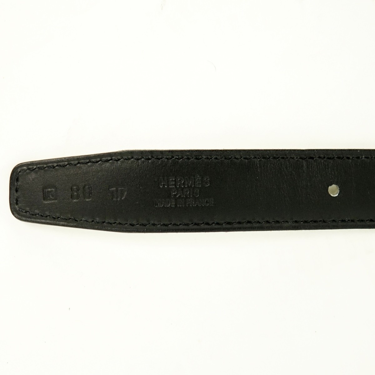 Hermes Black/White Togo Leather H Belt 80