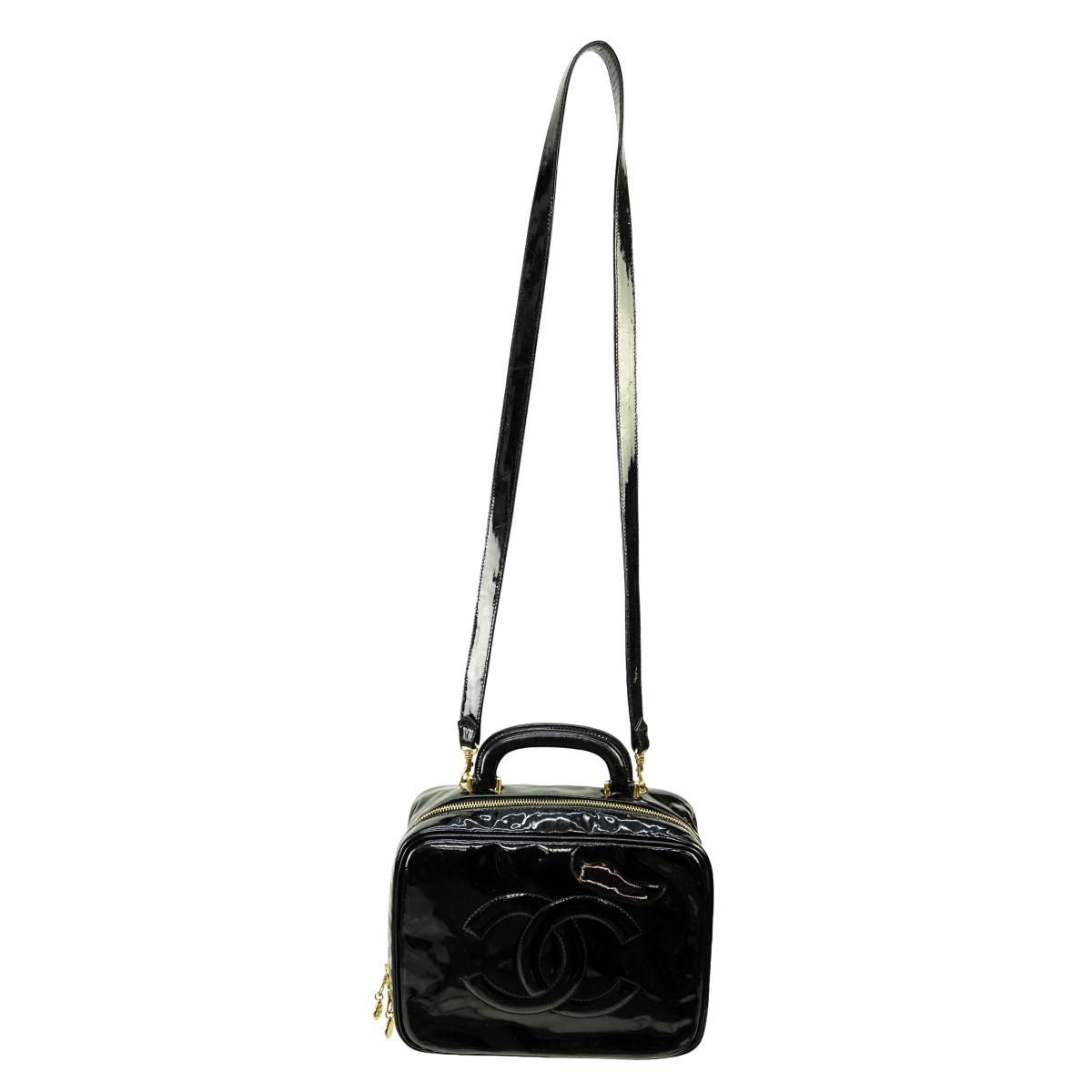 Chanel Black Patent Leather Cosmetic Shoulder Bag
