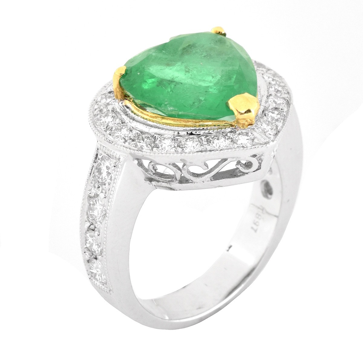 Emerald, Diamond and 18K Gold Ring