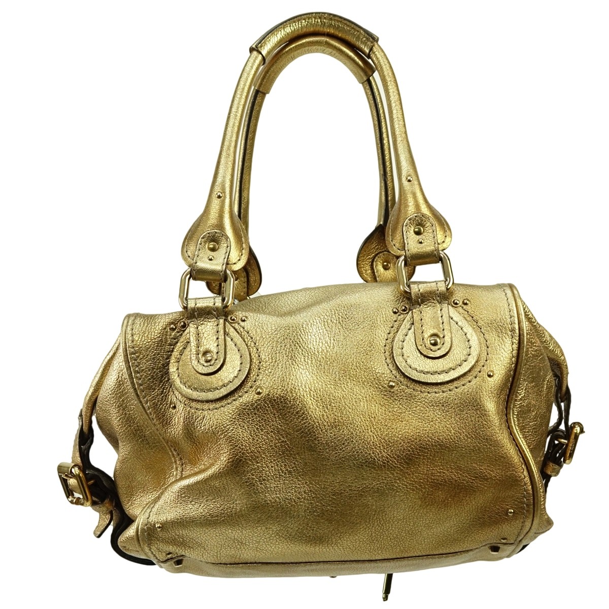 Chloe Gold Leather Paddington Front Pocket MM Bag