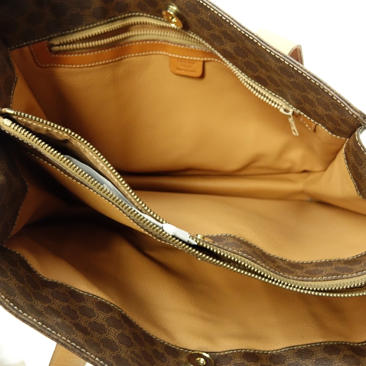 Celine Brown Coated Canvas Middle Pocket Zip Bag | Kodner Auctions