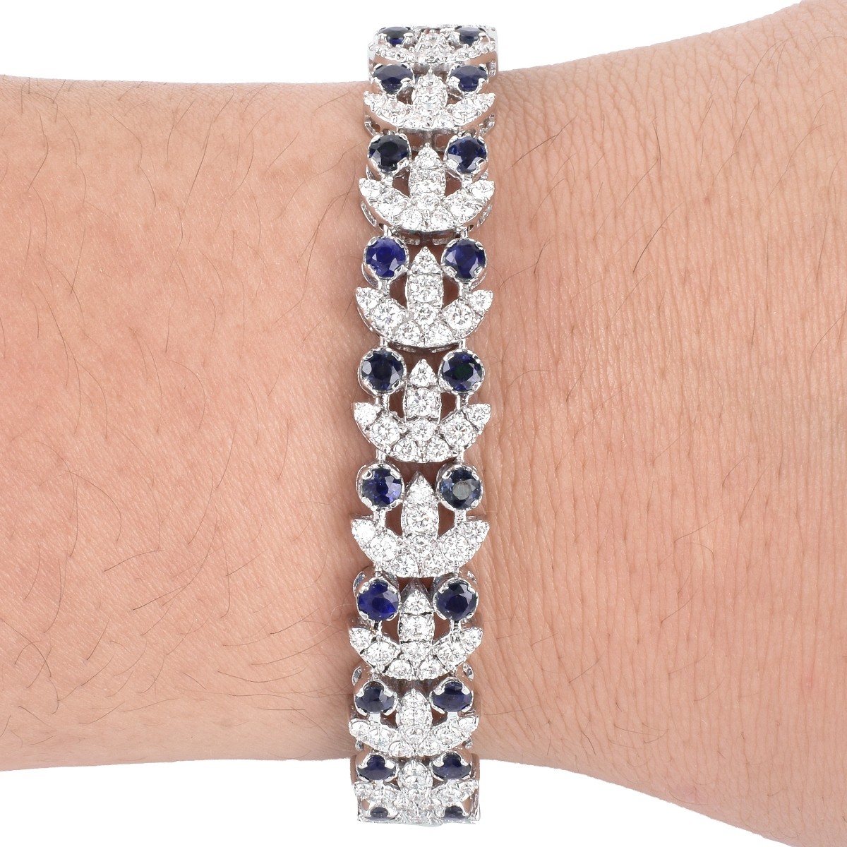 Diamond, Sapphire and 18K Gold Bracelet