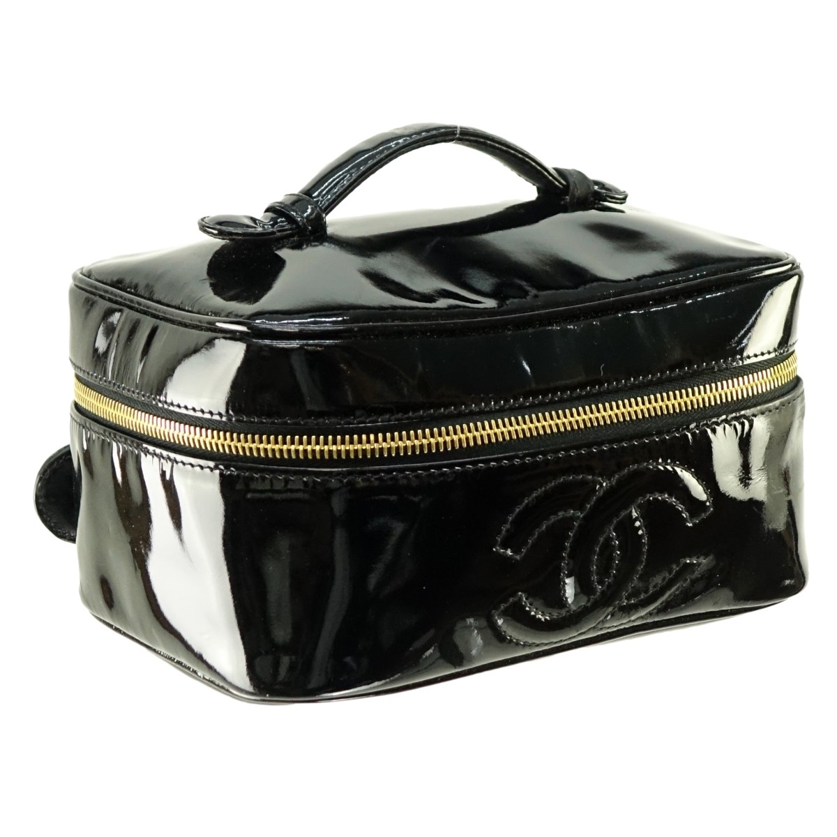 Chanel Black Patent Leather Cosmetic Bag
