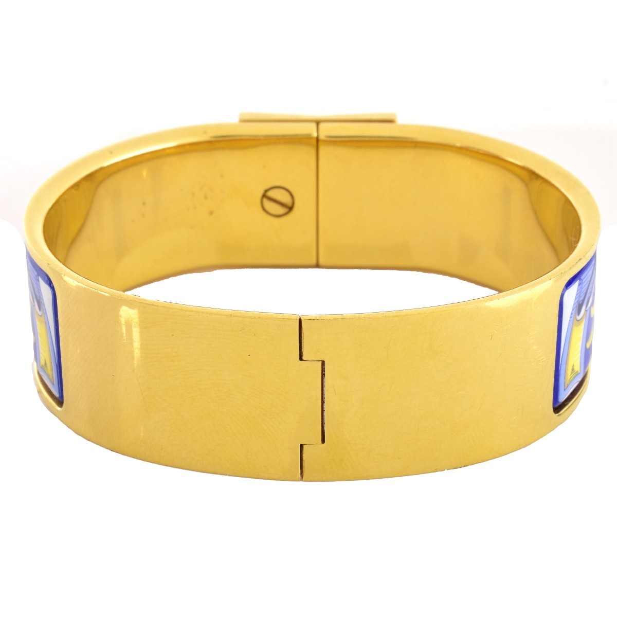 Hermes Gold Plate and Enamel Cuff Bangle