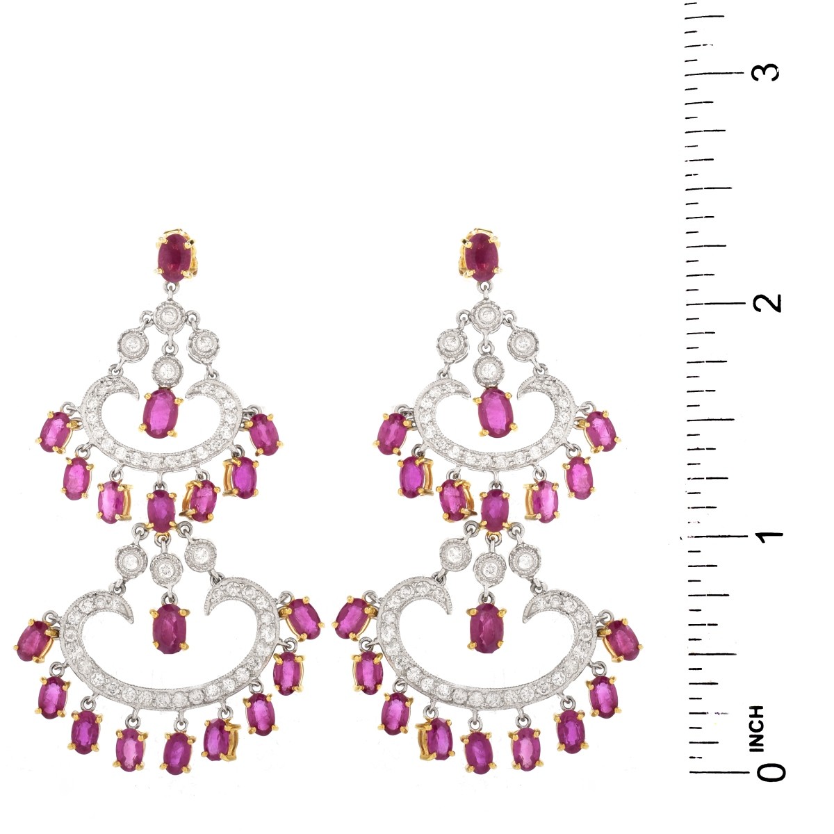 Ruby, Diamond and 14K Gold Earrings