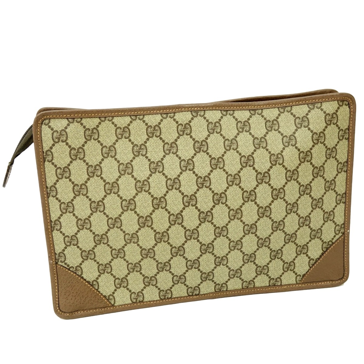 Gucci Beige Coated Canvas Vintage Clutch