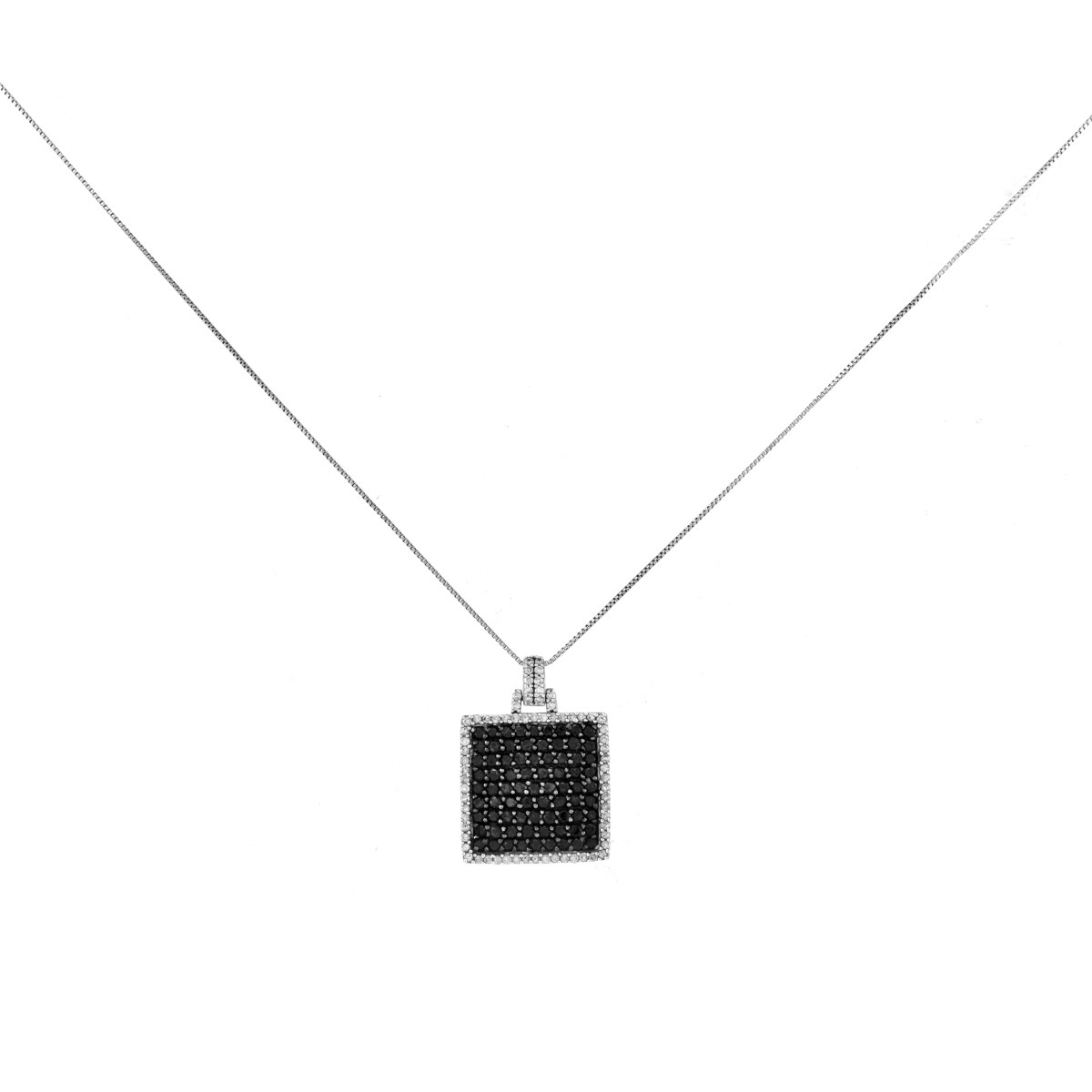 Black Diamond and 14K Gold Pendant Necklace
