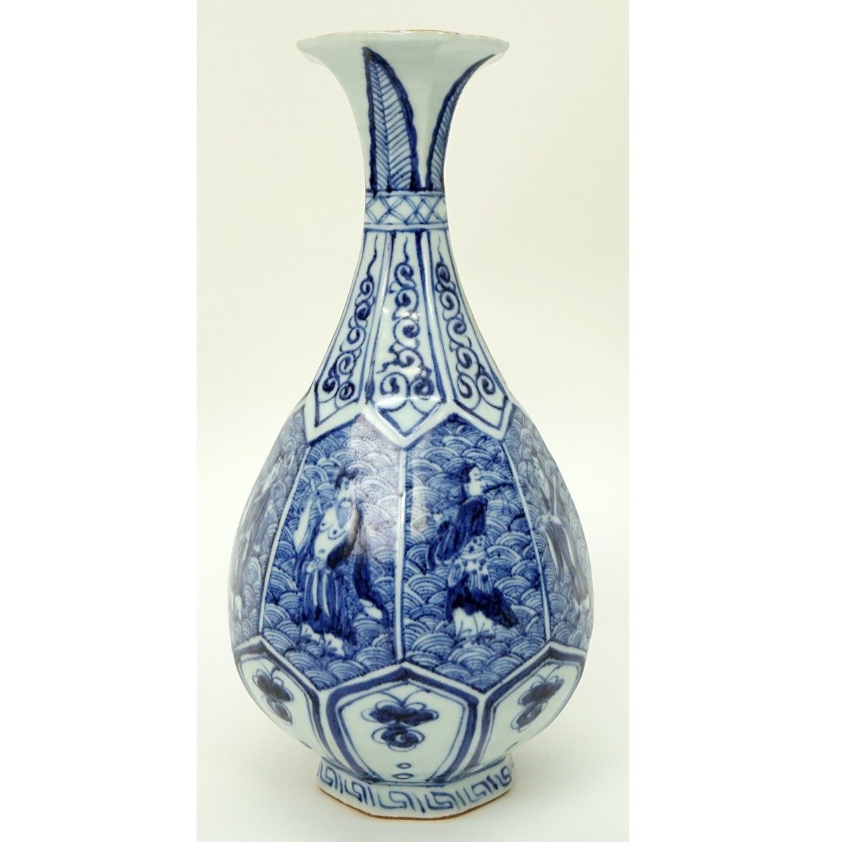 Chinese 8 Immortal Blue and White Porcelain Vase