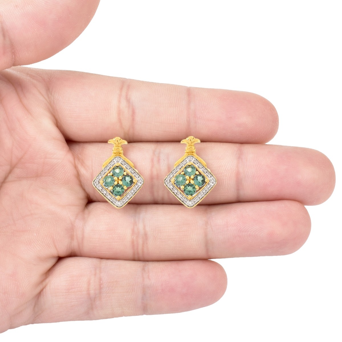 Emerald, Diamond and 18K Gold Earrings