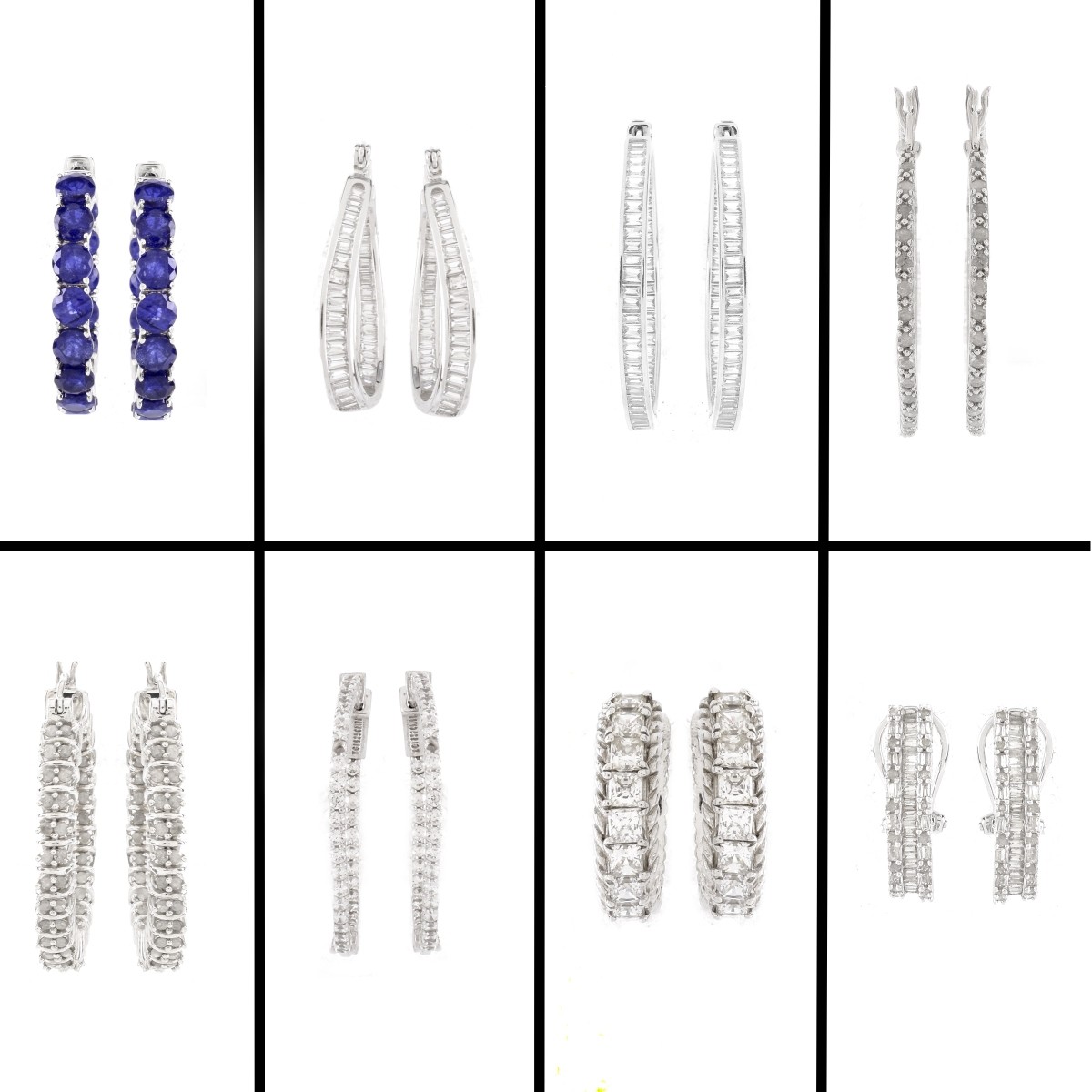 Eight Pair Sterling Silver Earrings