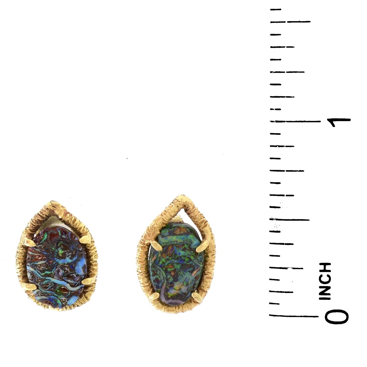 Black Opal and 14K Gold Earrings