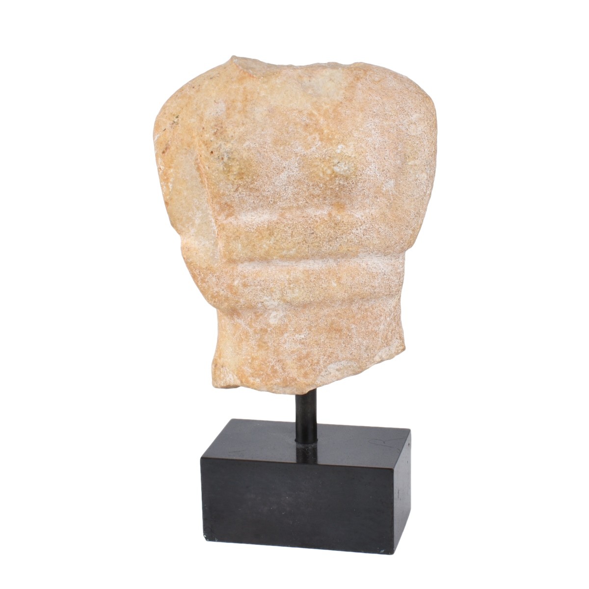 A Cycladic Marble Torso Mounted on Marble Stand