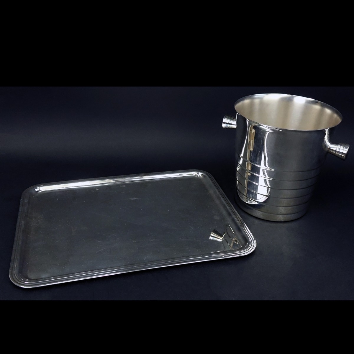 Christofle Silver Plate Ice Bucket and Tray