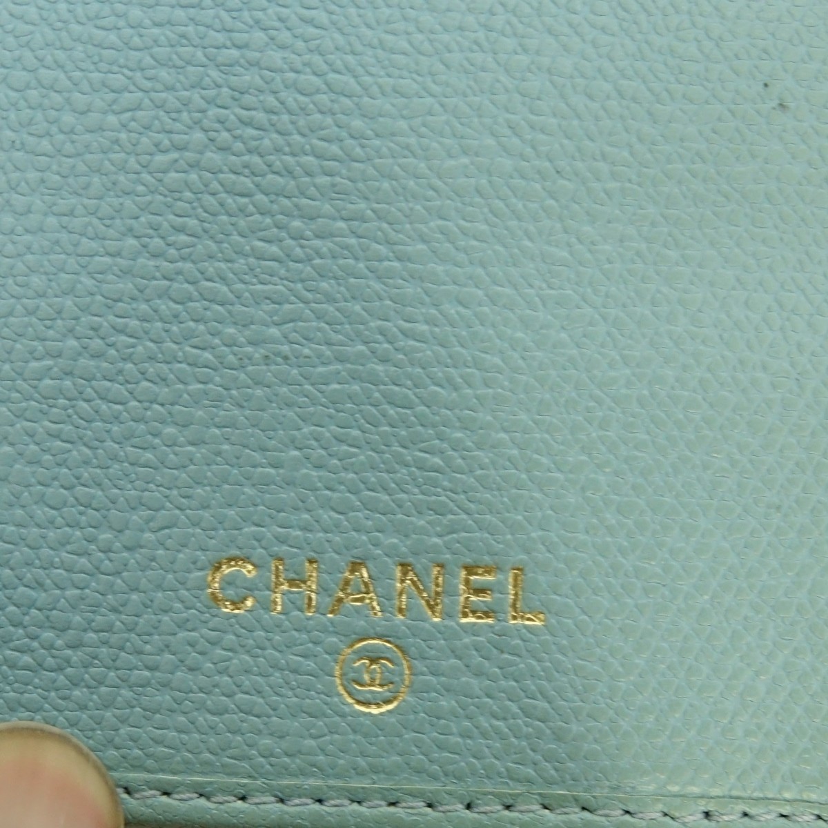 Chanel Light Blue Leather Long Bifold Wallet