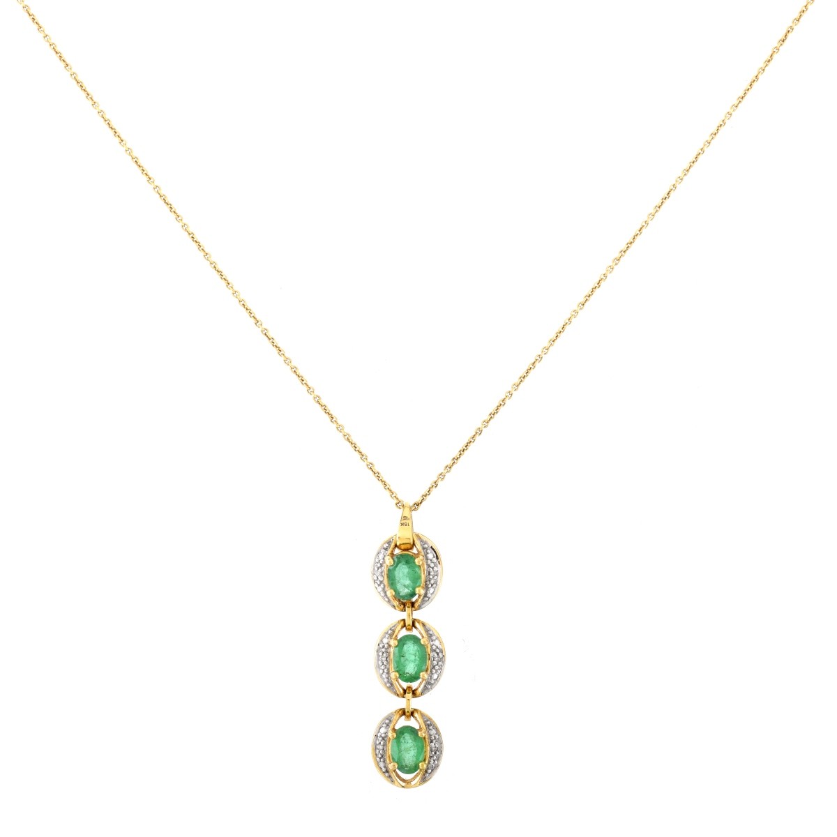 Emerald, Diamond and 18K Gold Pendant Necklace