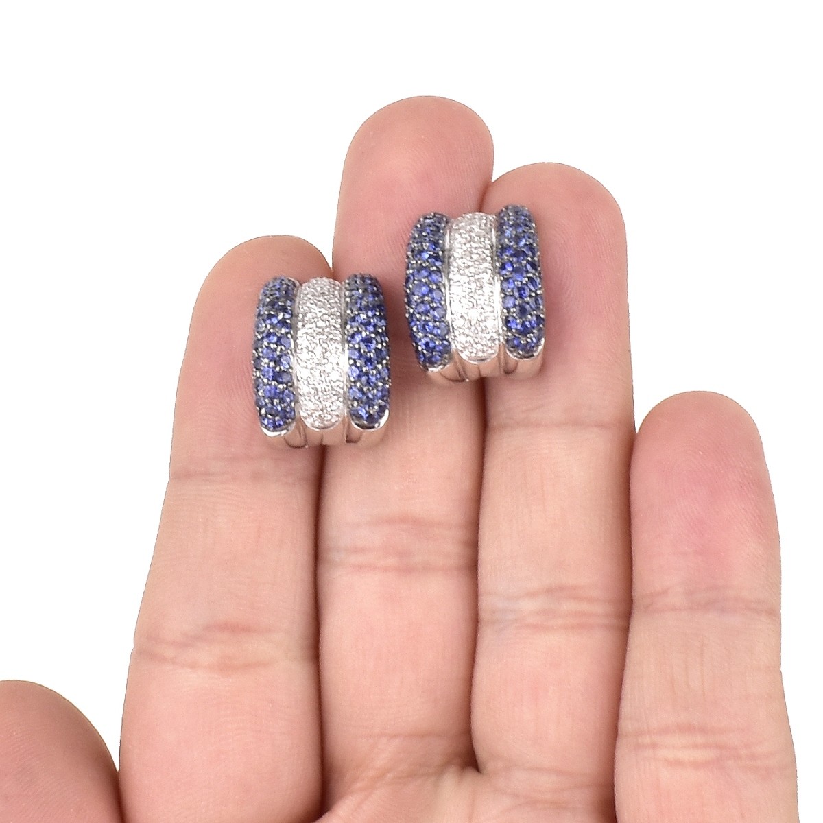 Sapphire, Diamond and 14K Gold Earrings