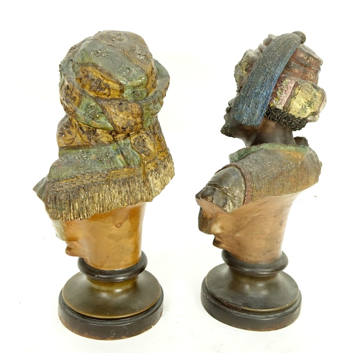 Pair of Polychrome Pottery Nubian Figures