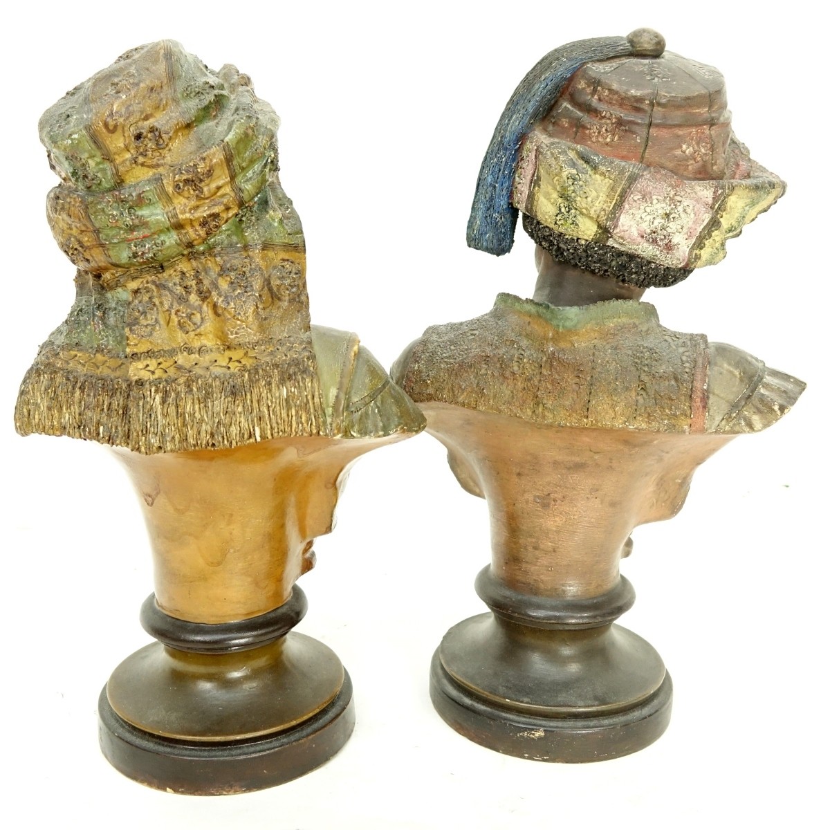 Pair of Polychrome Pottery Nubian Figures