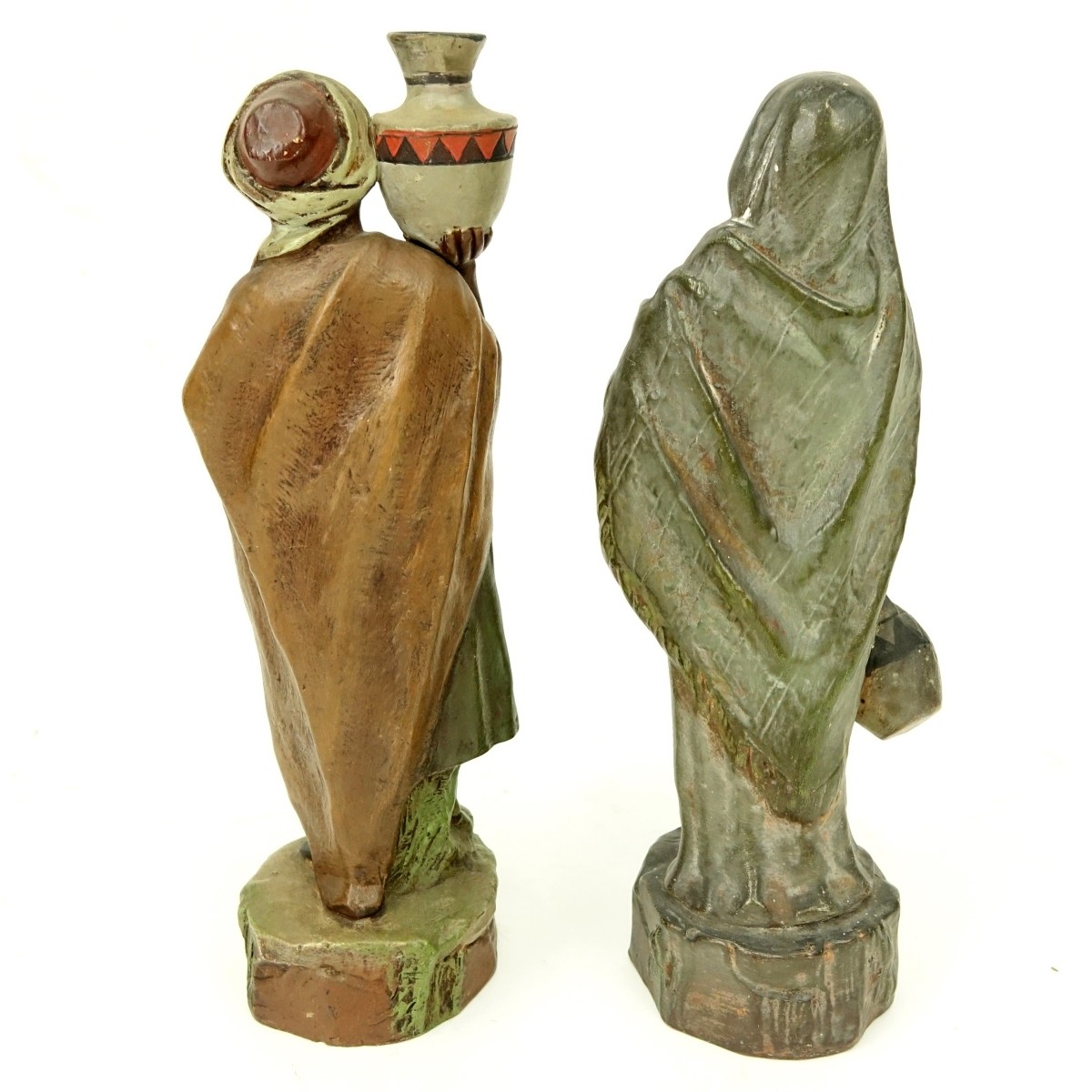 Two Vintage Polychrome Pottery Bedouin Figures