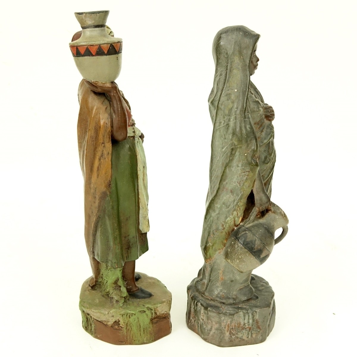 Two Vintage Polychrome Pottery Bedouin Figures