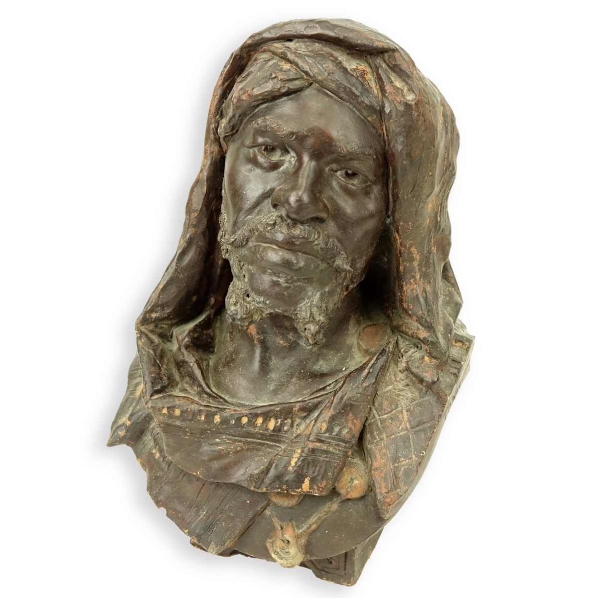 Orientalist Polychrome Terracotta Nubian Bust